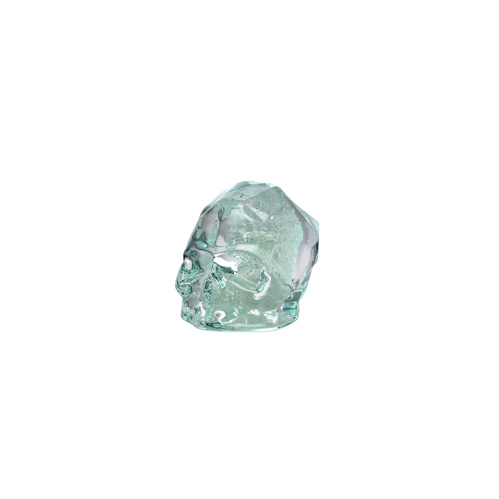 Memento Mori Faceted Skull, Luminous Green, 3.27" H x 4.13" W x 3.15" D