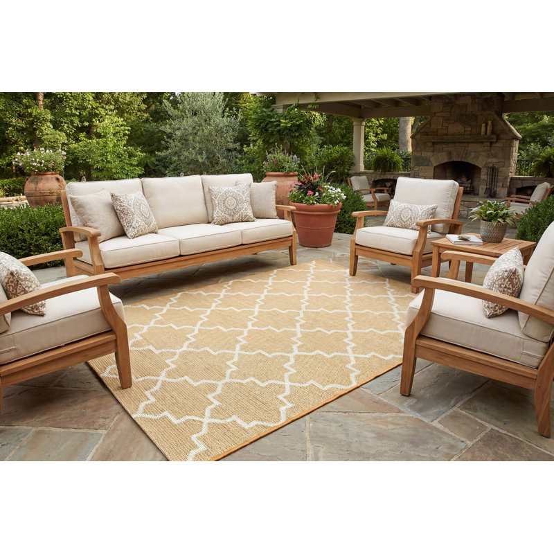 Tapis orange intérieur / extérieur Natoma, Rectangle 3 pi 11 po x 5 pi 7 po