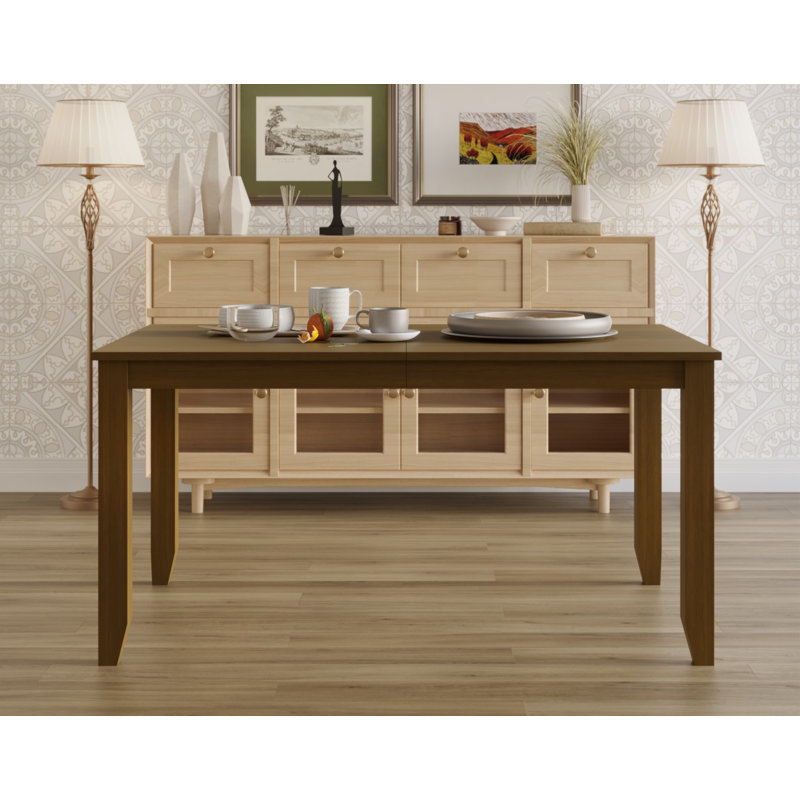 Janessa Solid Wood Base Dining Table, Brown