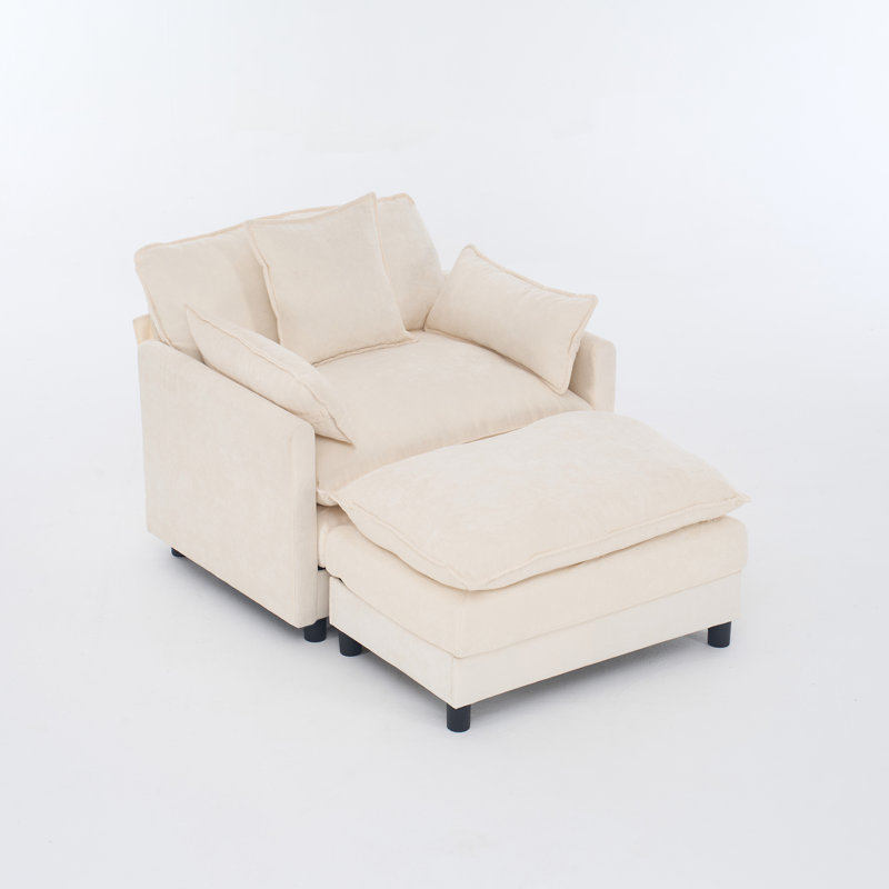 Chaise d'appoint moderne avec repose-pieds 39,4 po, Beige