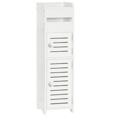 Small Bathroom Storage Cabinet With Door, Floor Cabinet Unit With Adjustable Shelves, Corner Narrow Toilet Paper Holder Cabinet, Modern Style -  A Home, EHICB0CLLFFMXZ