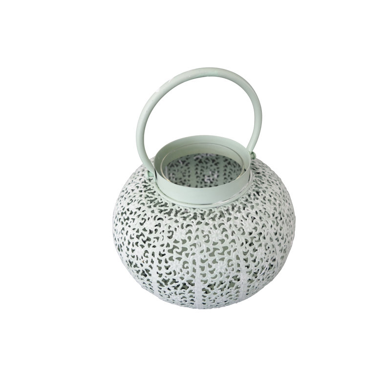 Metal Tealight Holder, White, 12 cm H x 15 cm W x 15 cm D