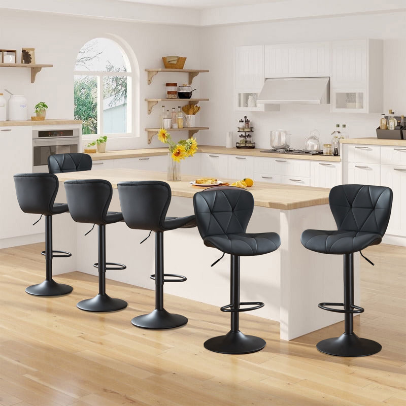 Swivel Adjustable Height Modern Bar& Counter Stool, Black