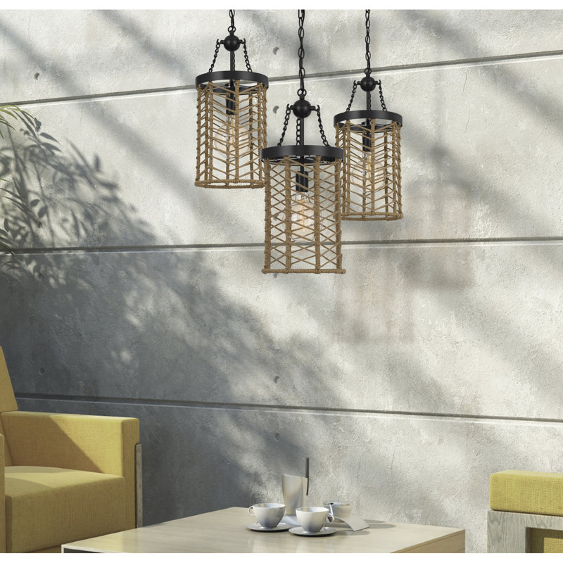 Luminaire suspendu cylindrique noir à 1 lumière Ulm