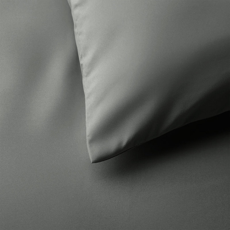 Microfiber No Pattern Duvet Cover Set with Pillowcases, Grey, Single Duvet Cover + 2 Standard Pillowcases