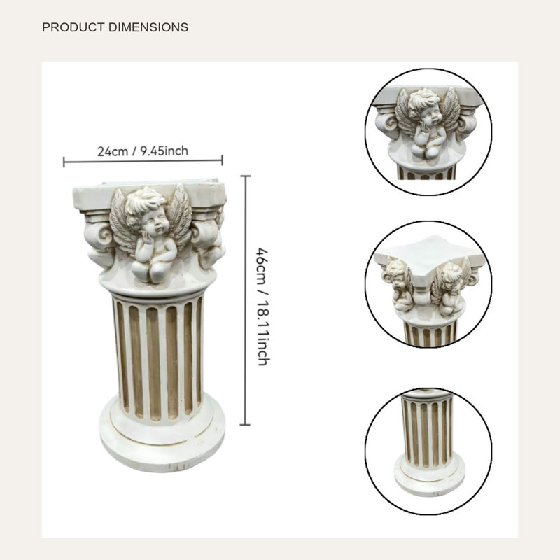 Angel Carved Roman Column Display Pedestal