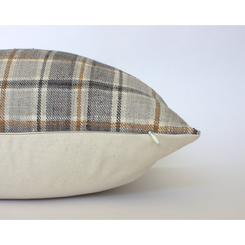 Set of 3 Brown Green Pillow Covers, Grey Plaid Cream Pillow Combination