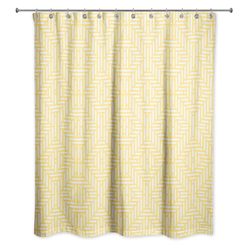 Rideau de douche simple géométrique Travers, Jaune
