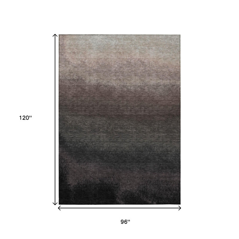 Tapis intérieur / extérieur dégradé noir et argent 8 'x 10'