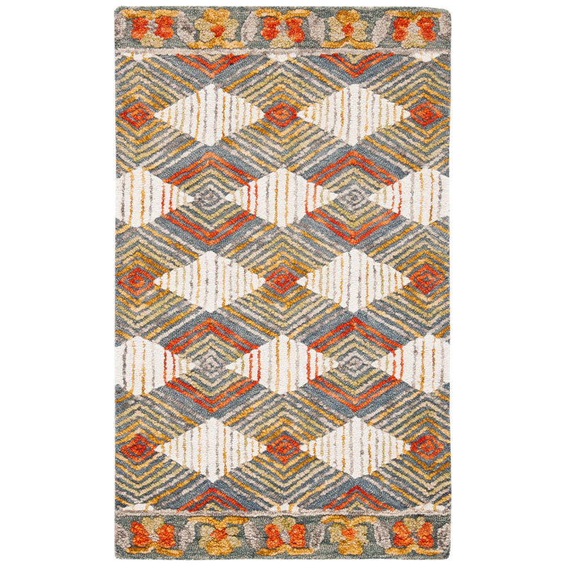 Tapis bleu / ivoire en laine touffeté à la main Garbutt, Rectangle 8 pi x 10 pi