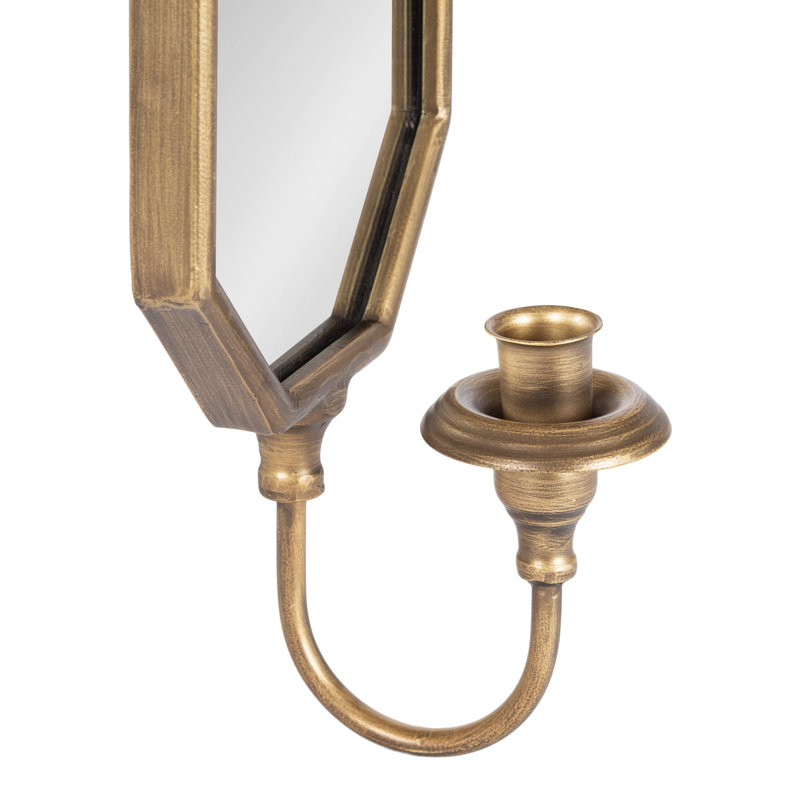 Judine Metal and Mirrored Taper Wall Sconce Candle Holder, Gold