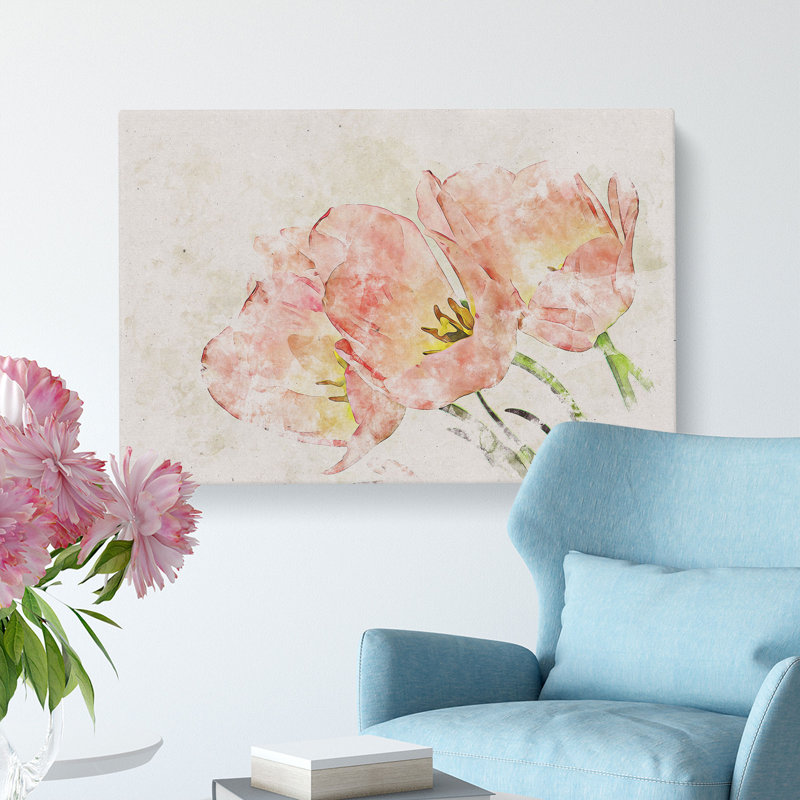 Pink Tulip - Wrapped Canvas Print, 40cm H x 60cm W x 3cm D