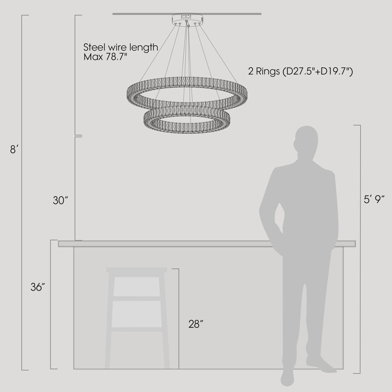 Jude 2 - Light Crystal Dimmable LED Geometric Chandelier