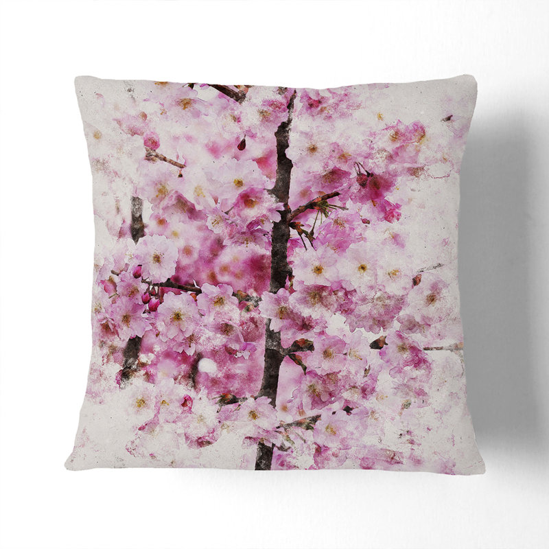 Pink Cherry Blossom Flowers Vol.2 Scatter Cushion, 40cm H x 40cm W x 15cm D