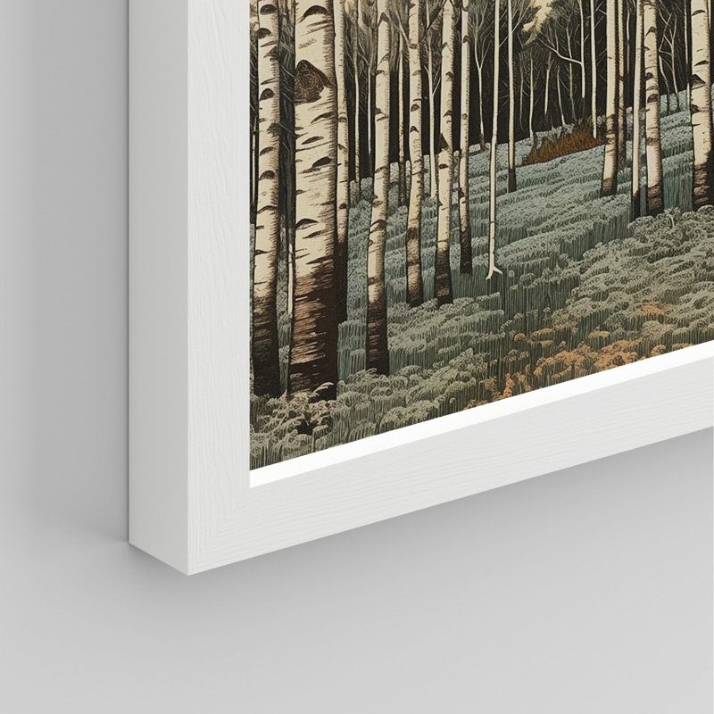 " Black And White Birch Trees ", White, 10" H x 8" W