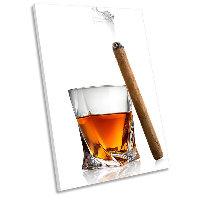 Whiskey Cigar Kitchen Picture - Wrapped Canvas Print, 61cm H x 40.6cm W x 2cm D