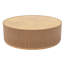 Table basse ronde contemporaine moderne de 89 cm de large, entièrement assemblée, avec piètement cannelé en bois massif, 2 tiroirs de rangement dissimulés et plateau en placage de bois.-245715675-31455752