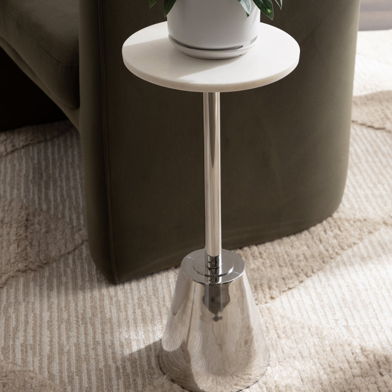 Table de bout Cemil, Argent argent, Blanc, H 22 po x l 10 po x P 10 po