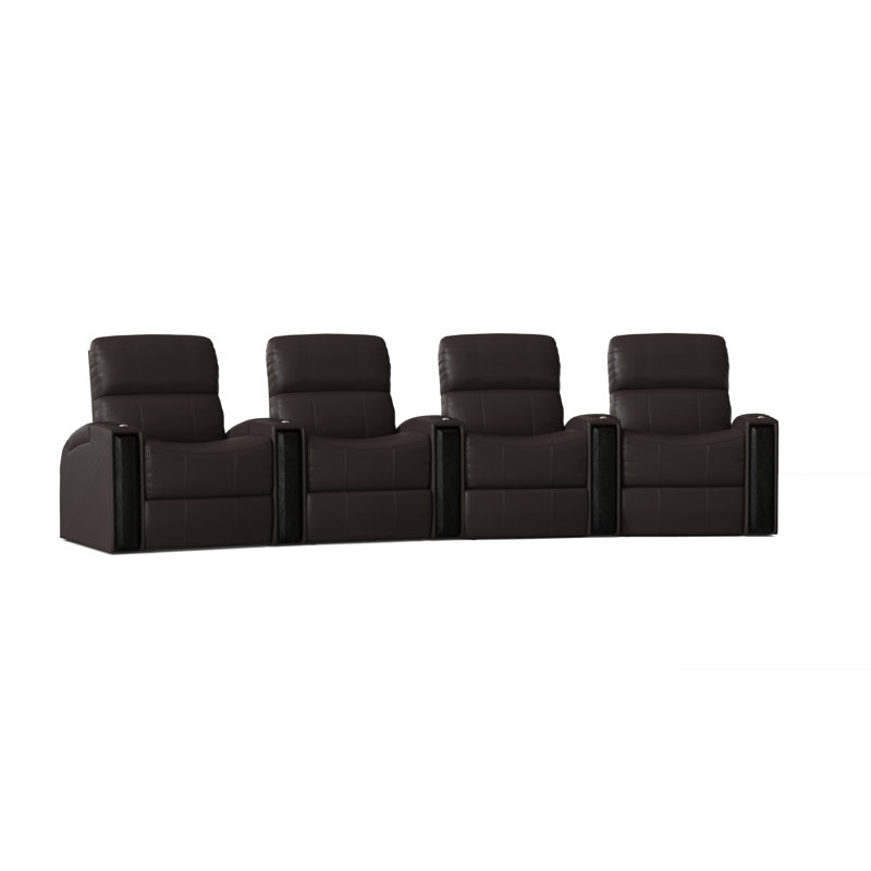 Upholstered Home Theater Seating with Cup Holder, Luxe Espresso, Manual