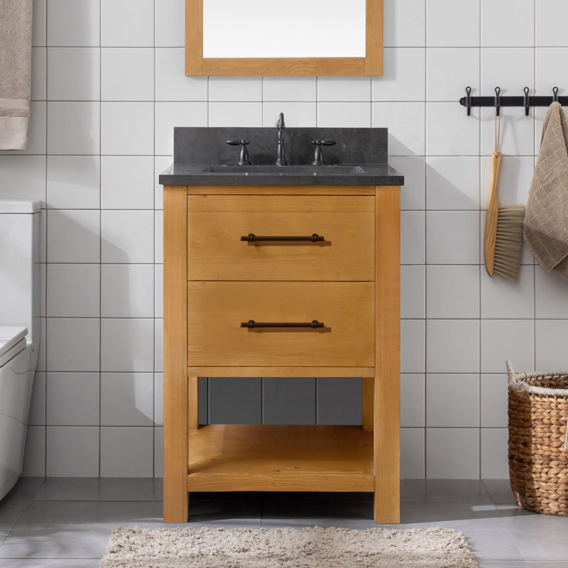 Ensemble de meuble-lavabo simple 24 po Keri, Naturel / Noir antique