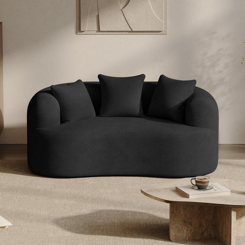 Canapé incurvé désossé en mousse à haute densité et sans assemblage requis, H 24,8 po x l 68,5 po x P 39,4 po, 2, Noir