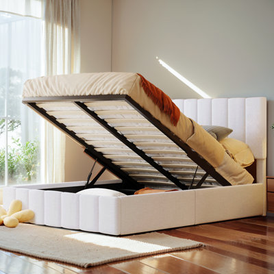 Sophisticated Bed Frame With Hydraulic Storage System Beneath Mattress by Latitude Run
