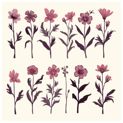 Pink Wildflowers Illustration Comforter