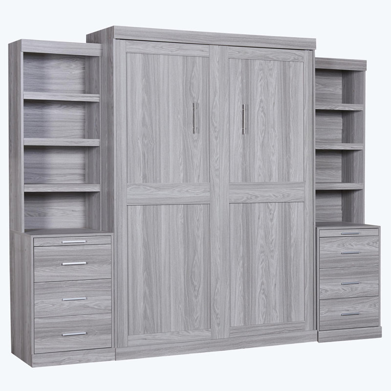 Ainash Murphy Bed with Drawers and Shelves, Full