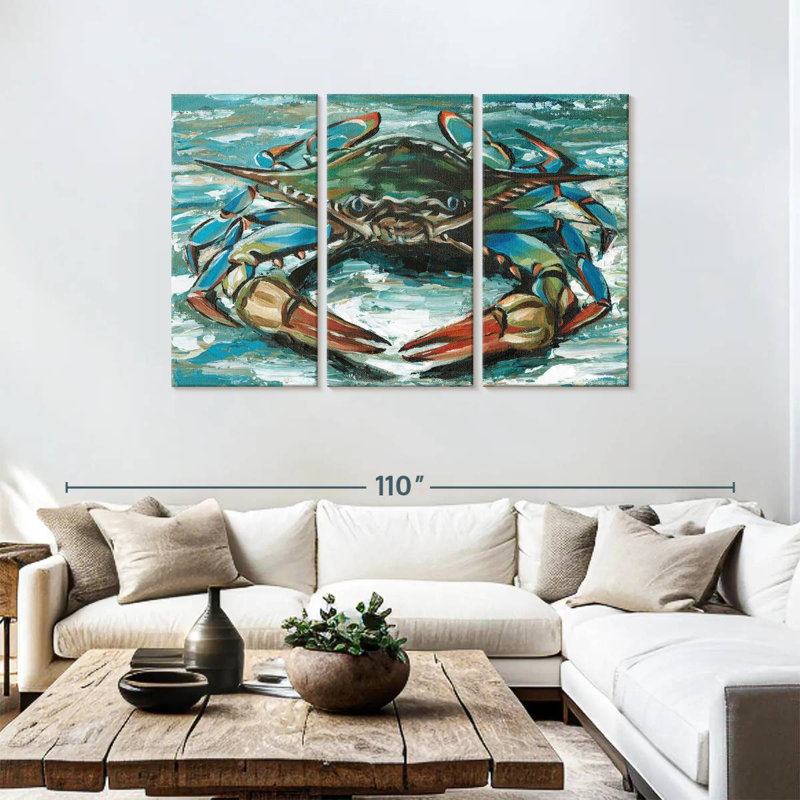 Brampt Blue Palette Crab II, 48" H x 74" W