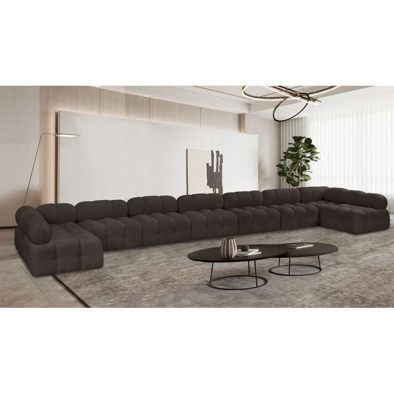Canapé modulaire 238 po Ixora, Tissu brun bouclé