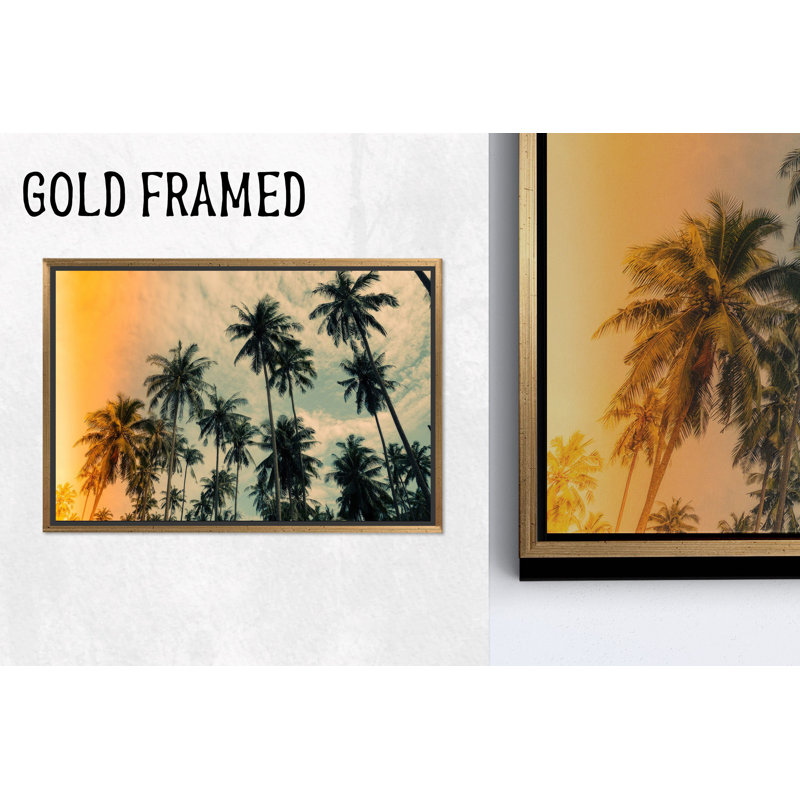 Palmiers en verre, art mural, vue sur toile tropicale, décor doré sur toile 1P, 39,4 po H x 63,1 po l