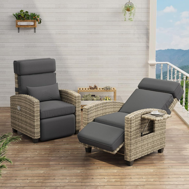 Fauteuil inclinable d'extérieur, chaises de patio inclinables avec dossier et repose-pieds réglables