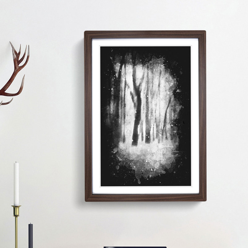 Forest Blur - Framed Print, 45cm H x 33cm W x 2cm D, Walnut Framed