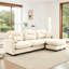 Canapé modulaire modulaire en forme de L avec repose-pieds, tissu chenille de qualité supérieure, conception de dossier à coussin touffeté, conception ergonomique facile à installer, convient aux chambres à coucher, aux coins lecture des salons, beige