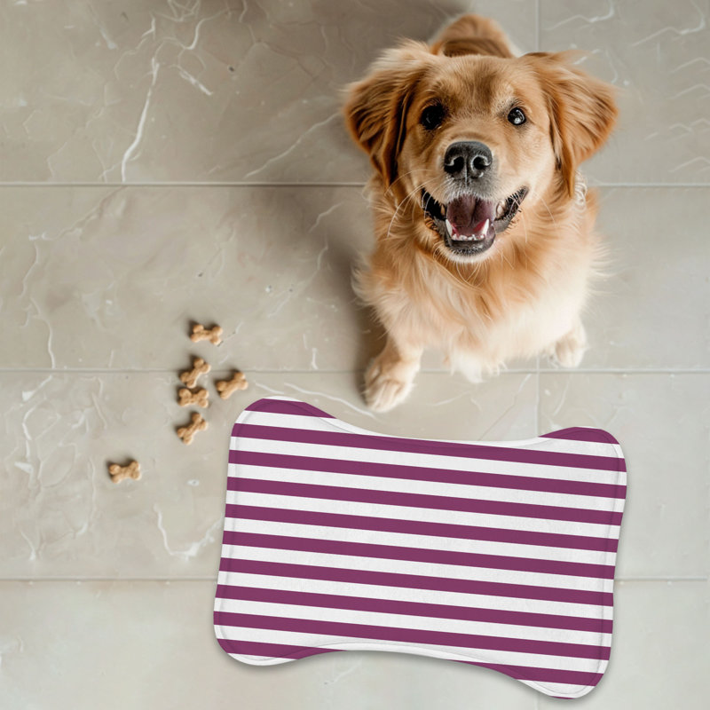 Magenta Streaks Pattern - 1 Piece Bone Shape Feeding Mat