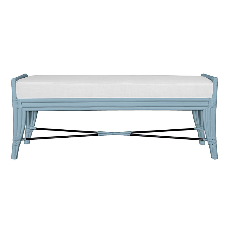 Malacca Upholstered Bench, Pool Blue