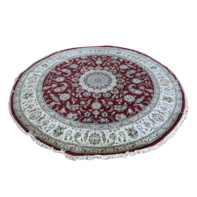 Tapis décoratif noué à la main rouge de conception unique 9 pi