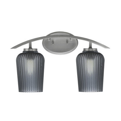 Barre d'éclairage de salle de bain 2 lumières avec verre texturé 5 po Kurve