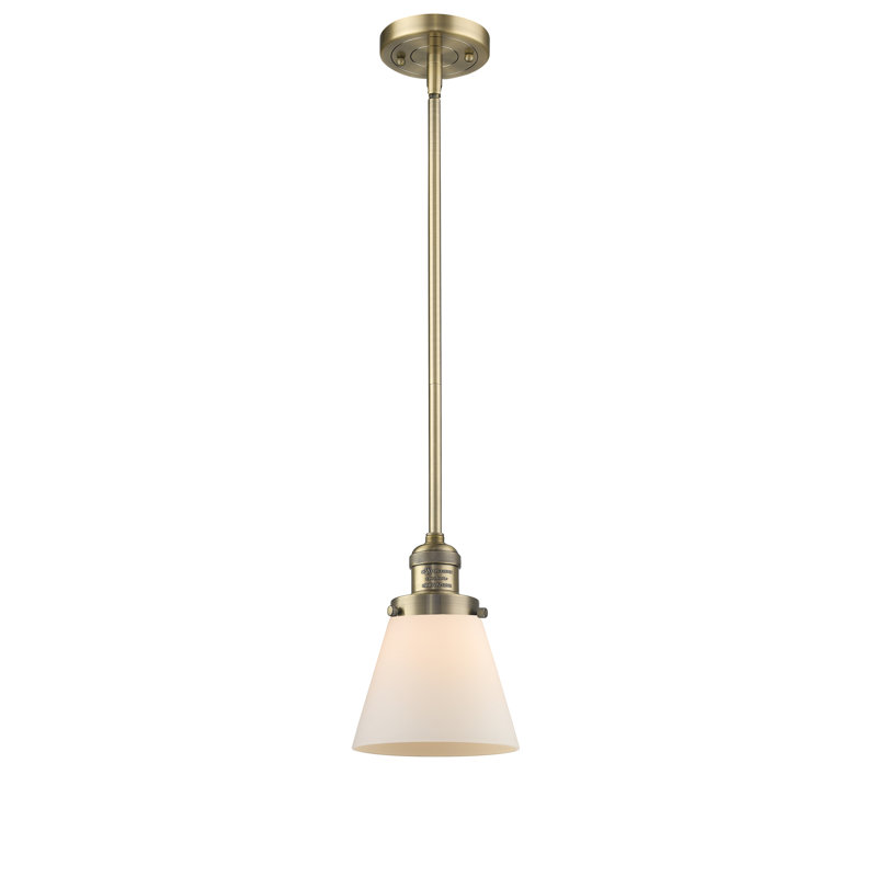 Milardo 1 - Light Single Pendant, Matte White Cased, 10" H x 8" W x 8" D, Brushed Brass
