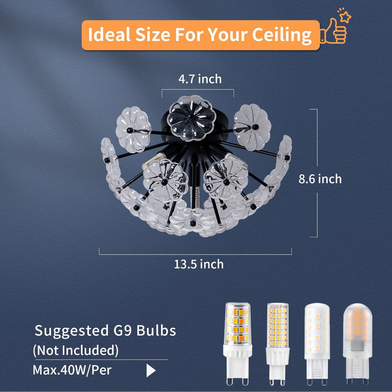 Metal Floral Pendant Light, Black