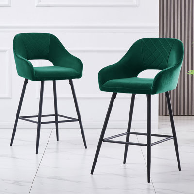 Sunni 67cm Velvet Upholstered Arm Bar Stool