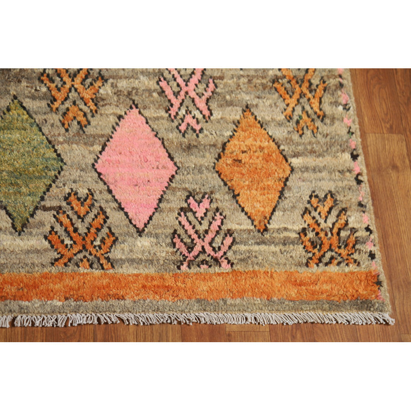 Tapis carré géométrique en laine marocain 6 x 6