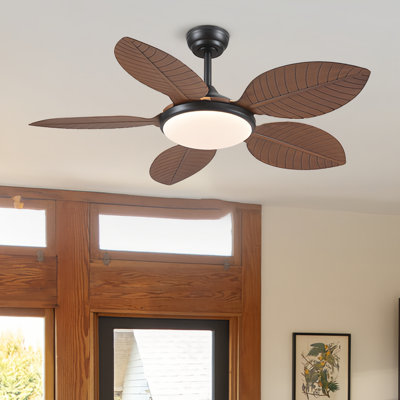 Ventilateur de plafond 48 pouces à 5 pales avec feuilles à DEL et télécommande