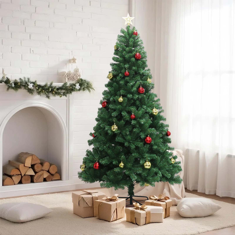 Arbre de Noël artificiel avec télécommande Arbre de Noël vert pour salon Décoration de fête de bureau avec support en métal