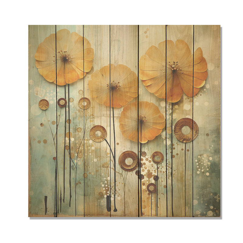 Delicate Dreamscapes Airy Dandelion II - Pissenlit sur bois, H 25 po x l 25 po