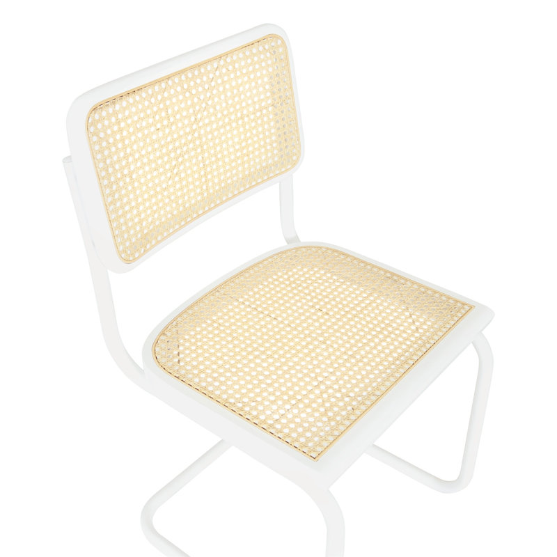 Marcel Breuer Cesca Cane Cantilever Dining Side Chair, Black/White