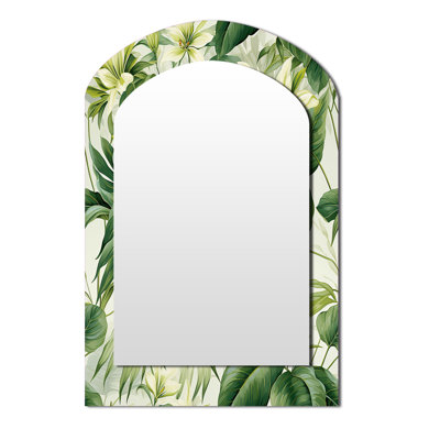 Vintage Jungle - miroir mural asymétrique unique de plantes, miroir de forme unique Boho, impression d'art en métal