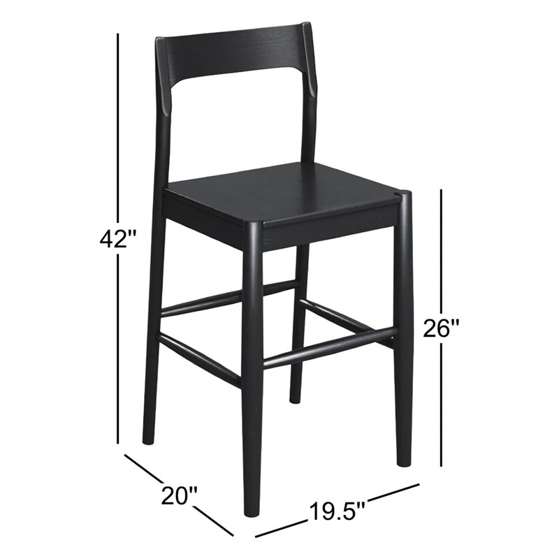 Bar and Counter Stool, Black, Counter Stool (26" Seat Height)