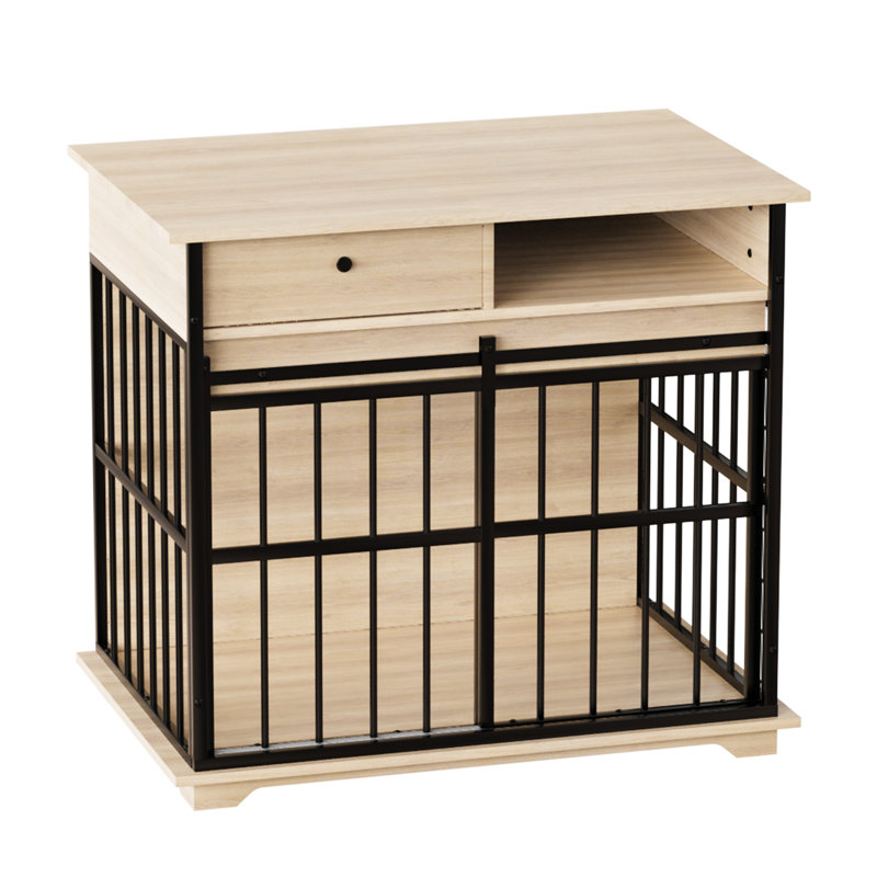 Table d'appoint en bois pour caisse de chien avec plateau et tiroirs