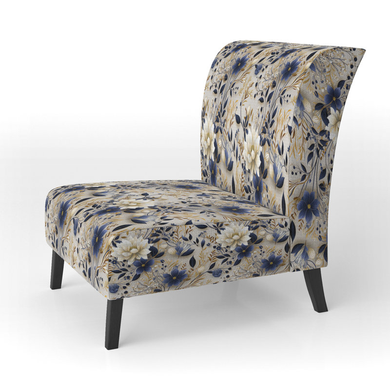 Rustic Victorian Brocade Victorian Motif - Chaise d'appoint de chalet rembourrée à motif floral